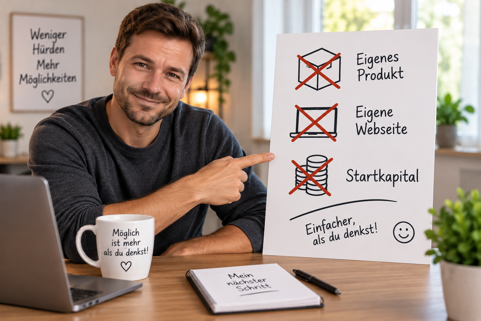 Kein eigenes Produkt, keine eigene Webseite und kein Startkapital nötig